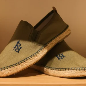 Alpargata RqueR de lino hombre verde kaki